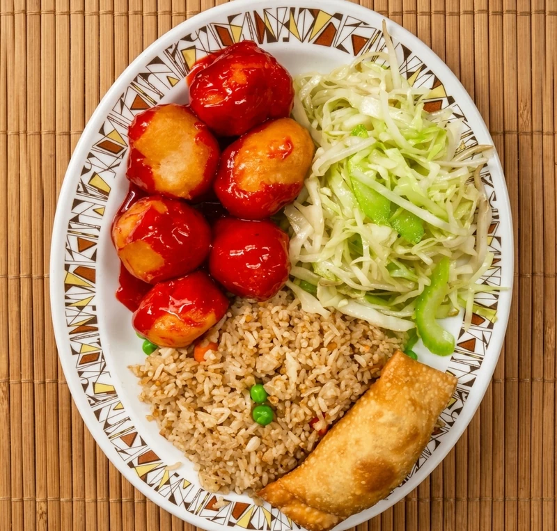 Combination plate at New China Kitchen, St. Vital, Winnipeg